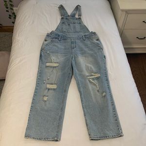 Distressed Denim Overalls